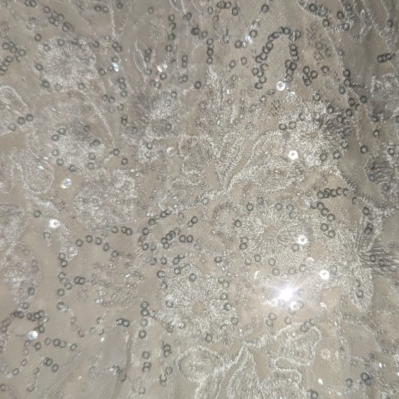 floral sequin feathered wedding dress Galina Signature size 18w - Picture 9 of 9